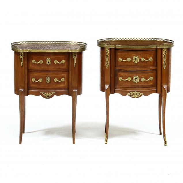 TWO FRENCH INLAID KIDNEY SHAPED