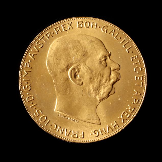 AUSTRIA, 1915 GOLD 100 CORONA RESTRIKE