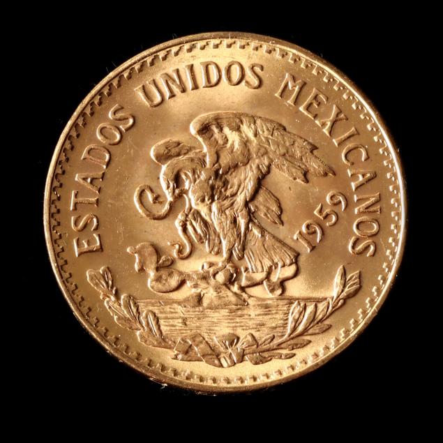 MEXICO, 1959 GOLD 20 PESOS Brilliant