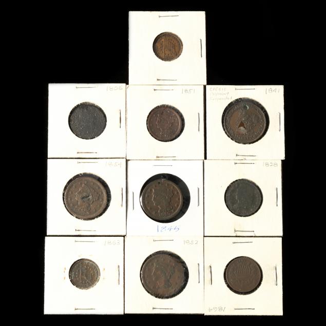 SEVEN 7 19TH CENTURY COPPERS 30a871