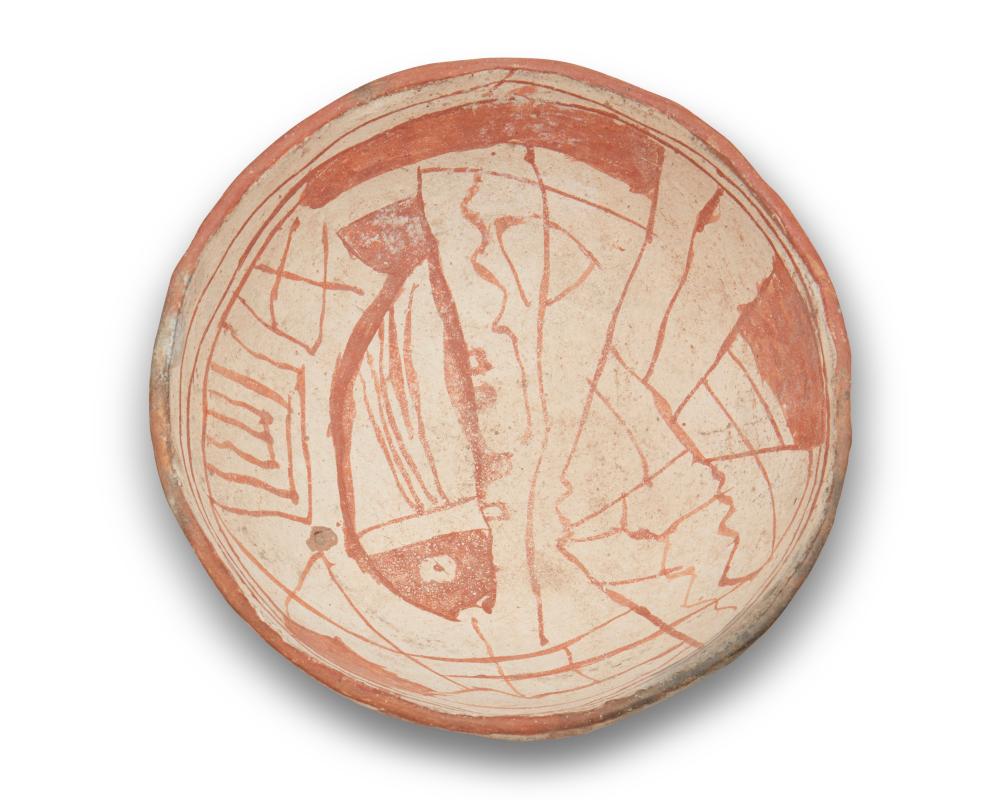 A MIMBRES RED-ON-WHITE POTTERY