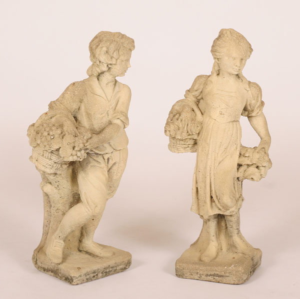 Pair of concrete garden statues; 18th