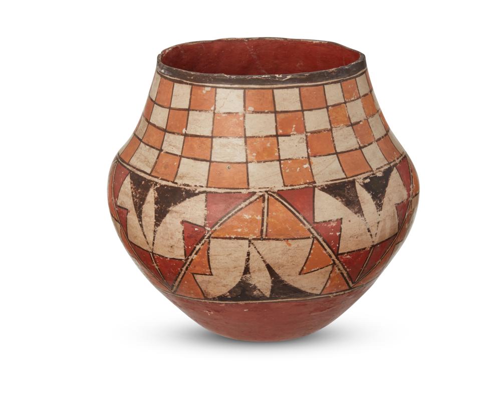 AN ACOMA PUEBLO POLYCHROME POTTERY OLLAAn