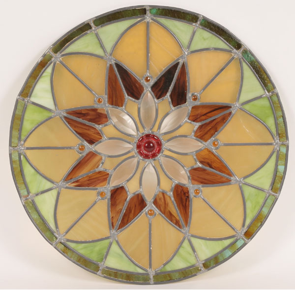 Stained and jeweled glass rosette portal