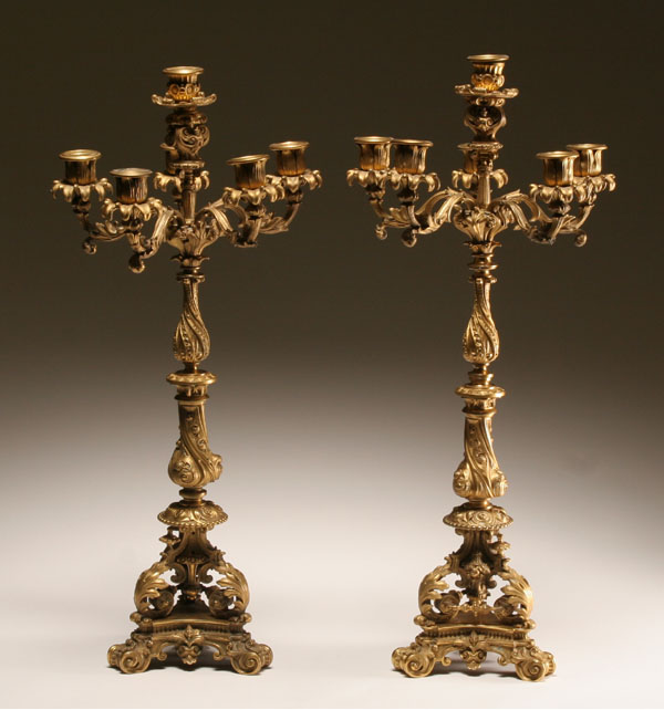 Pair six light gilt bronze candelabra  4dddc