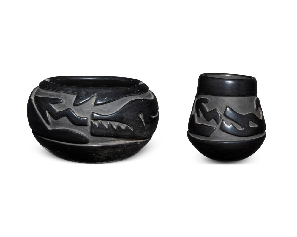 TWO SANTA CLARA PUEBLO BLACKWARE