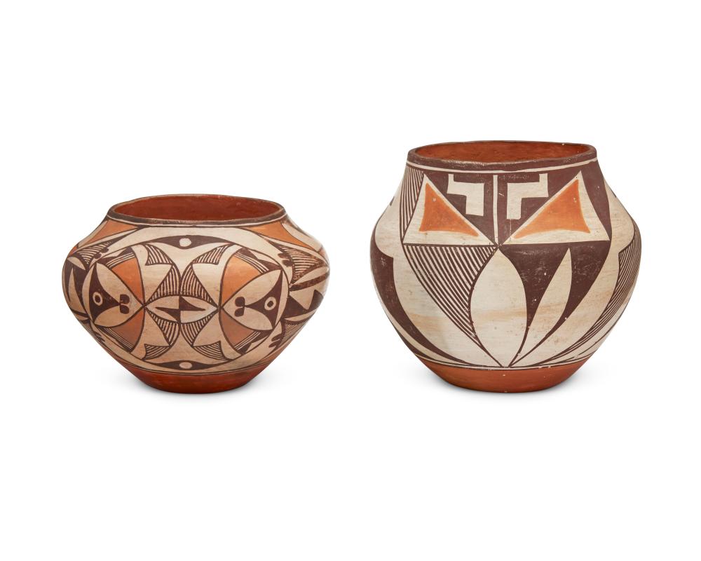 TWO ACOMA PUEBLO POLYCHROME POTTERY 30abc0