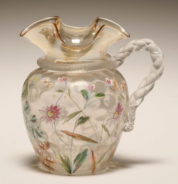 Stevens and Williams enameled pitcher;