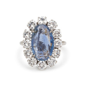 UNHEATED CEYLON SAPPHIRE AND DIAMOND