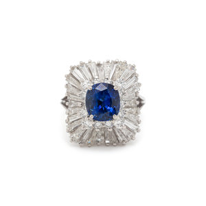 SAPPHIRE AND DIAMOND RING
Containing