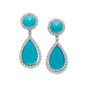 TURQUOISE AND DIAMOND EARRINGS Containing 30acef