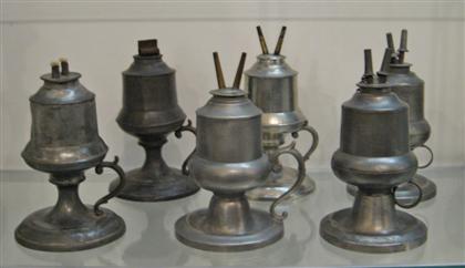 Six pewter chamber lamps Including 4da47