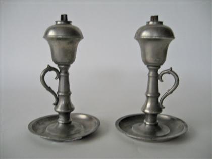 Pair of pewter whale oil lamps 4da4b