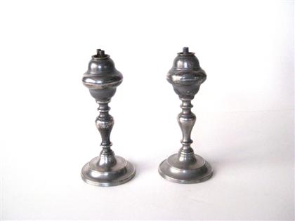 Pair of pewter whale oil lamps 4da4f