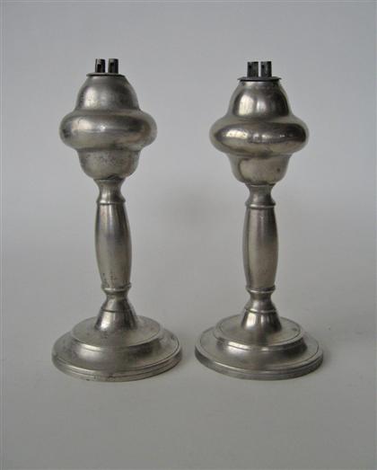 Pair of pewter whale oil lamps 4da50