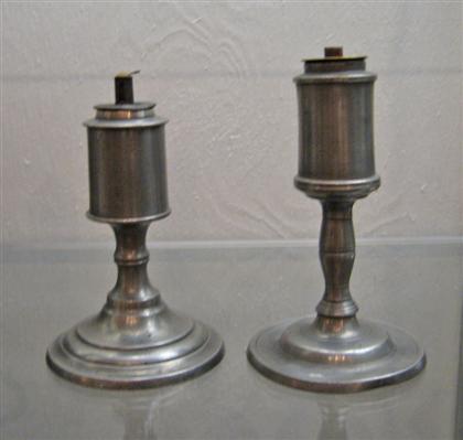Two pewter sparking whale oil lamps 4da51