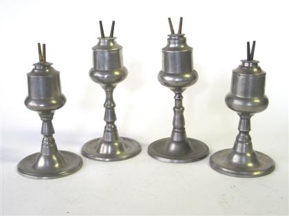 Four tall pewter camphene lamps 4da52