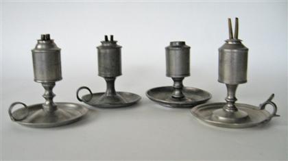 Four pewter cylindrical font chamber
