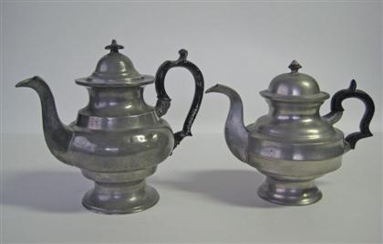 Two pewter teapots    wm mcquilken