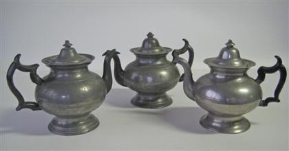 Three pewter teapots    george