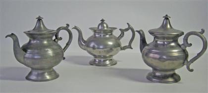 Three pewter teapots l c  4da71