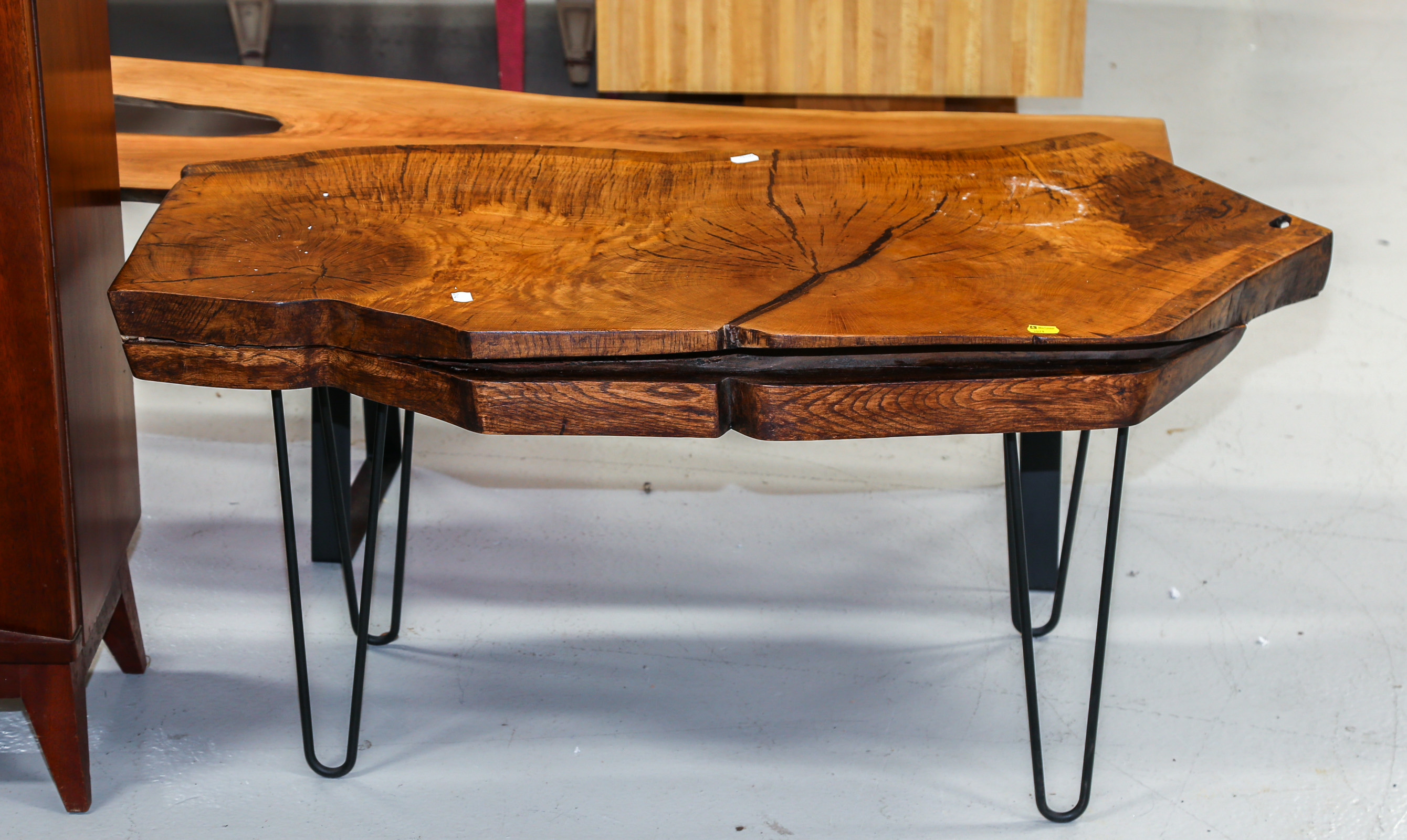 CROSS-CUT OAK SLAB COFFEE TABLE