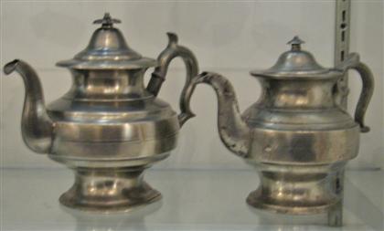 Two pewter teapots    hummiston,