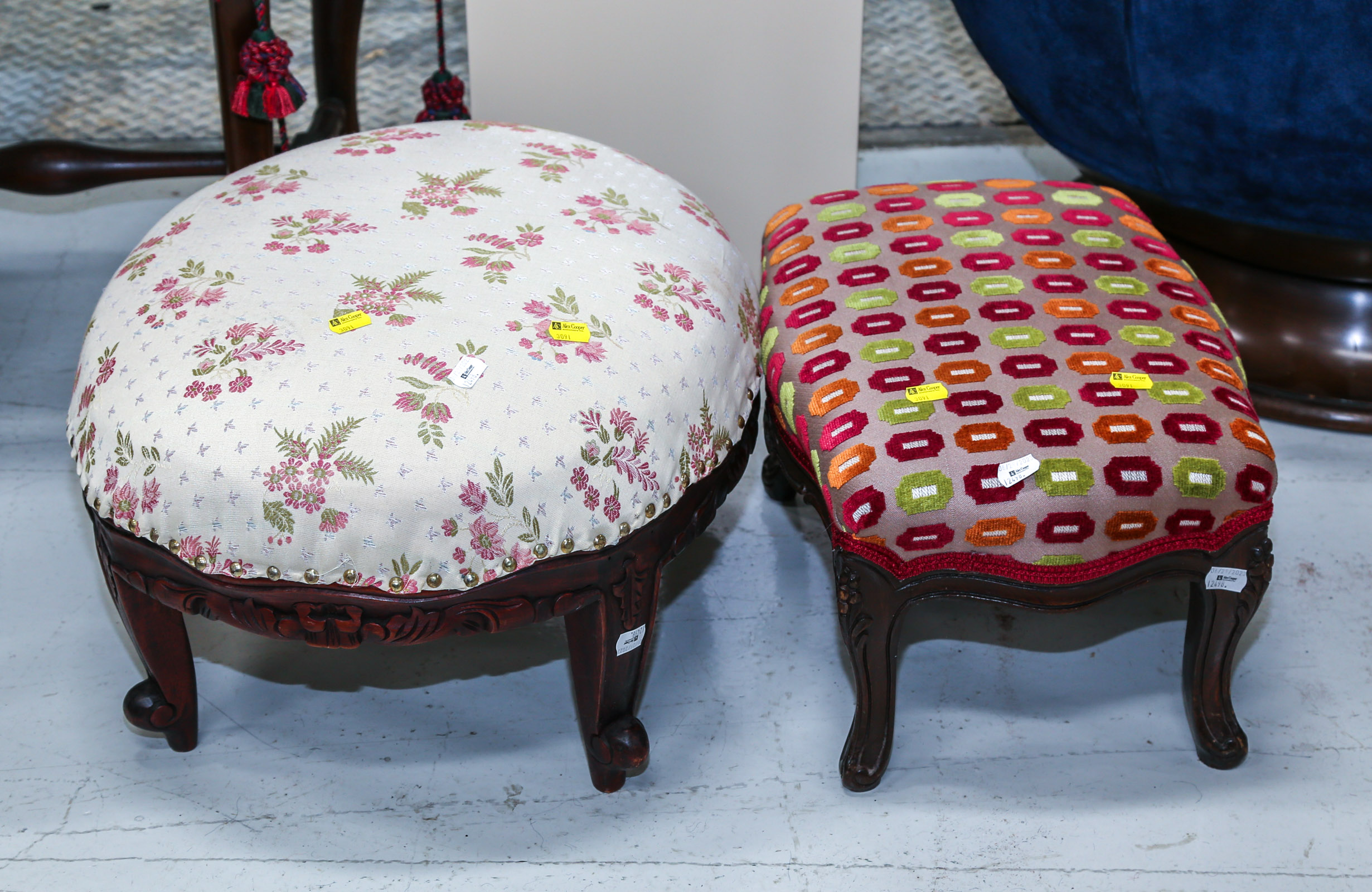 TWO FRENCH STYLE FOOTSTOOLS 1st