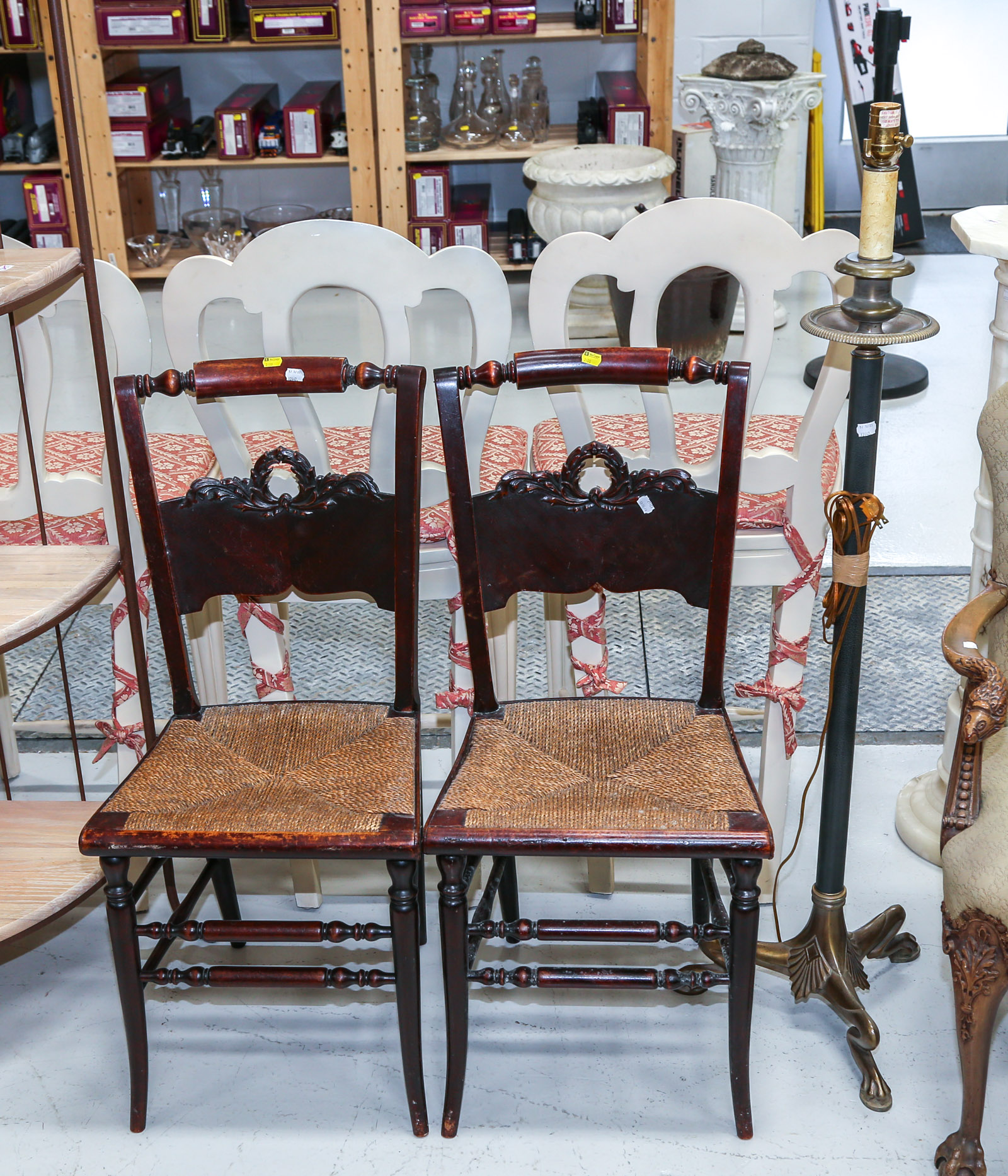 A PAIR OF COLONIAL REVIVAL CHAIRS;