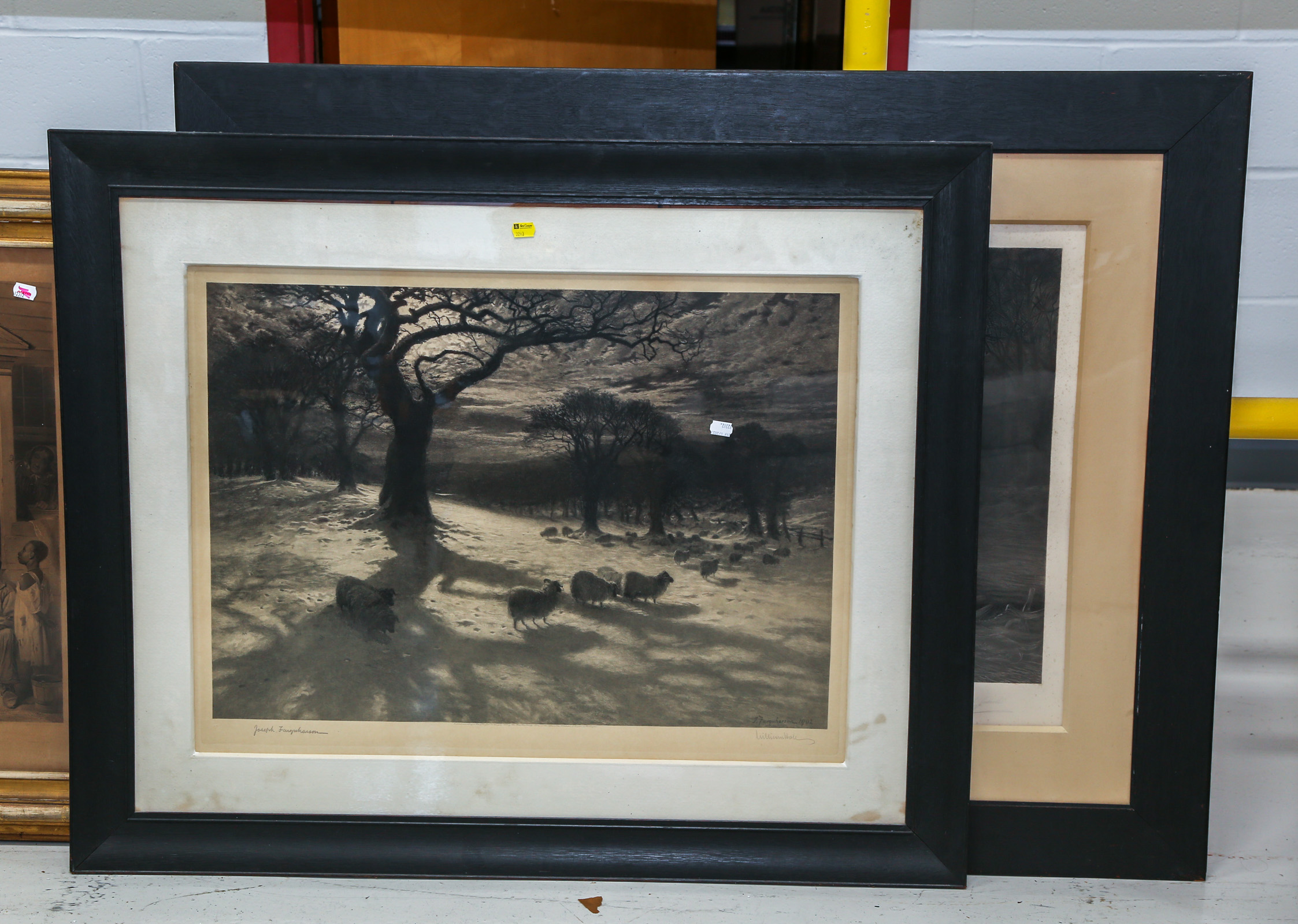 TWO LARGE FRAMED ATMOSPHERIC ENGRAVINGS