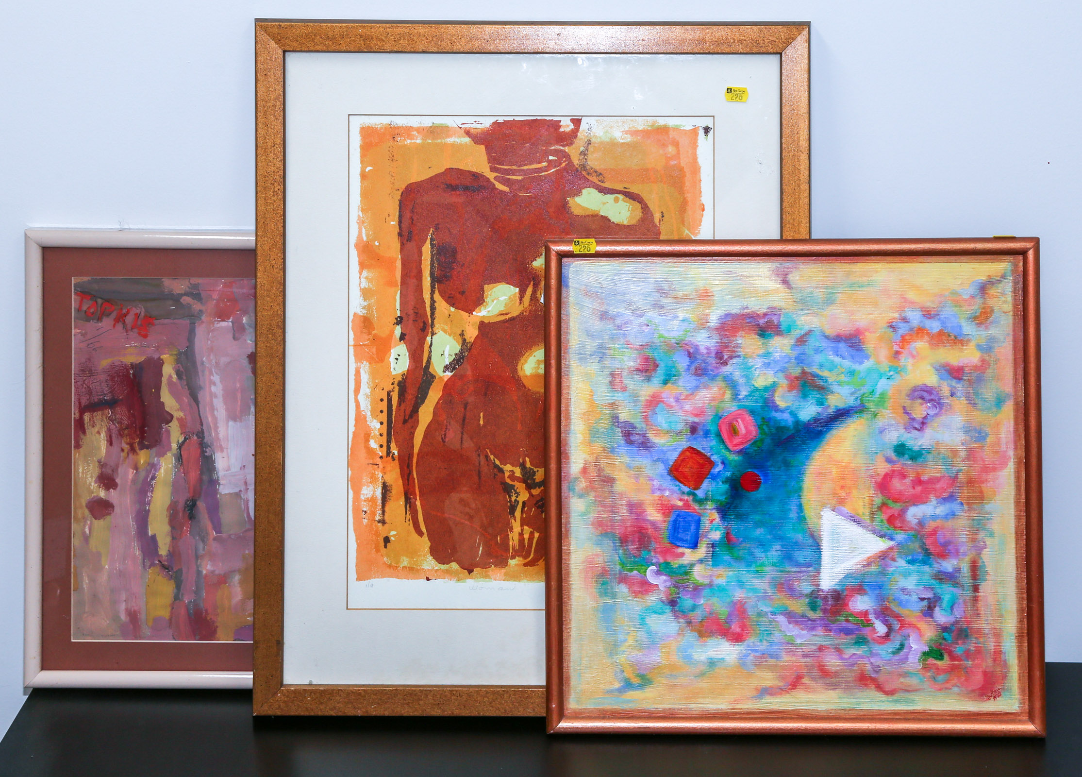 TWO PAINTINGS & A PRINT, FRAMED