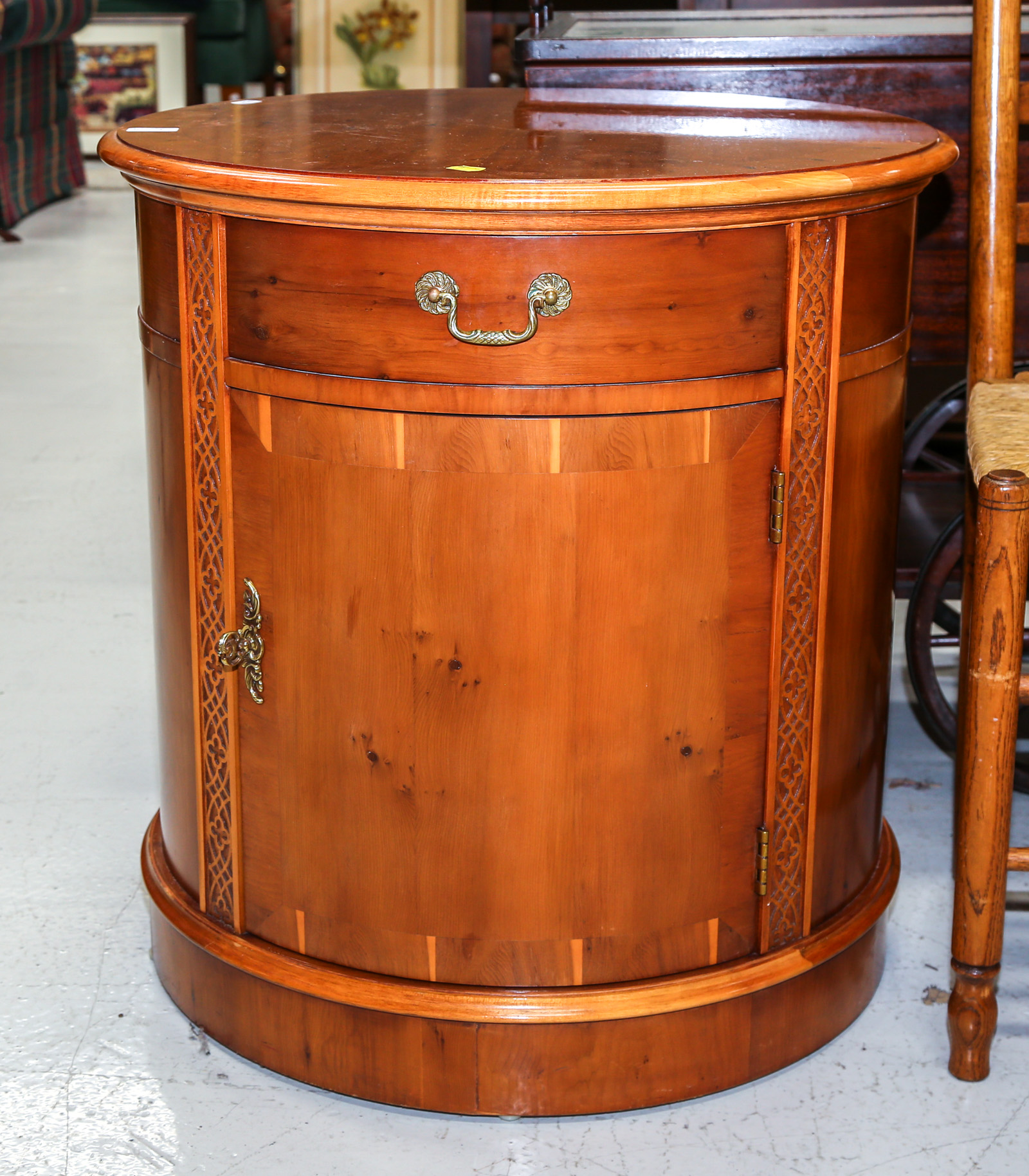 REGENCY STYLE YEW WOOD CYLINDRICAL 30893a