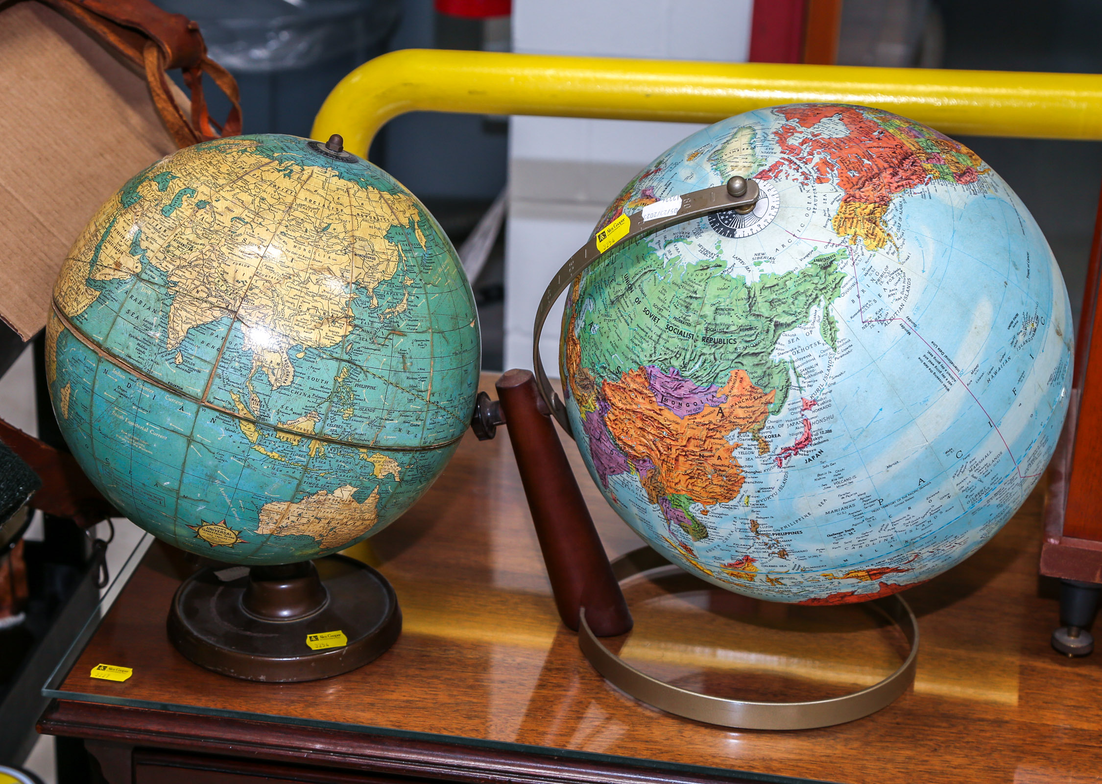 TWO TERRESTRIAL GLOBES ON STANDS