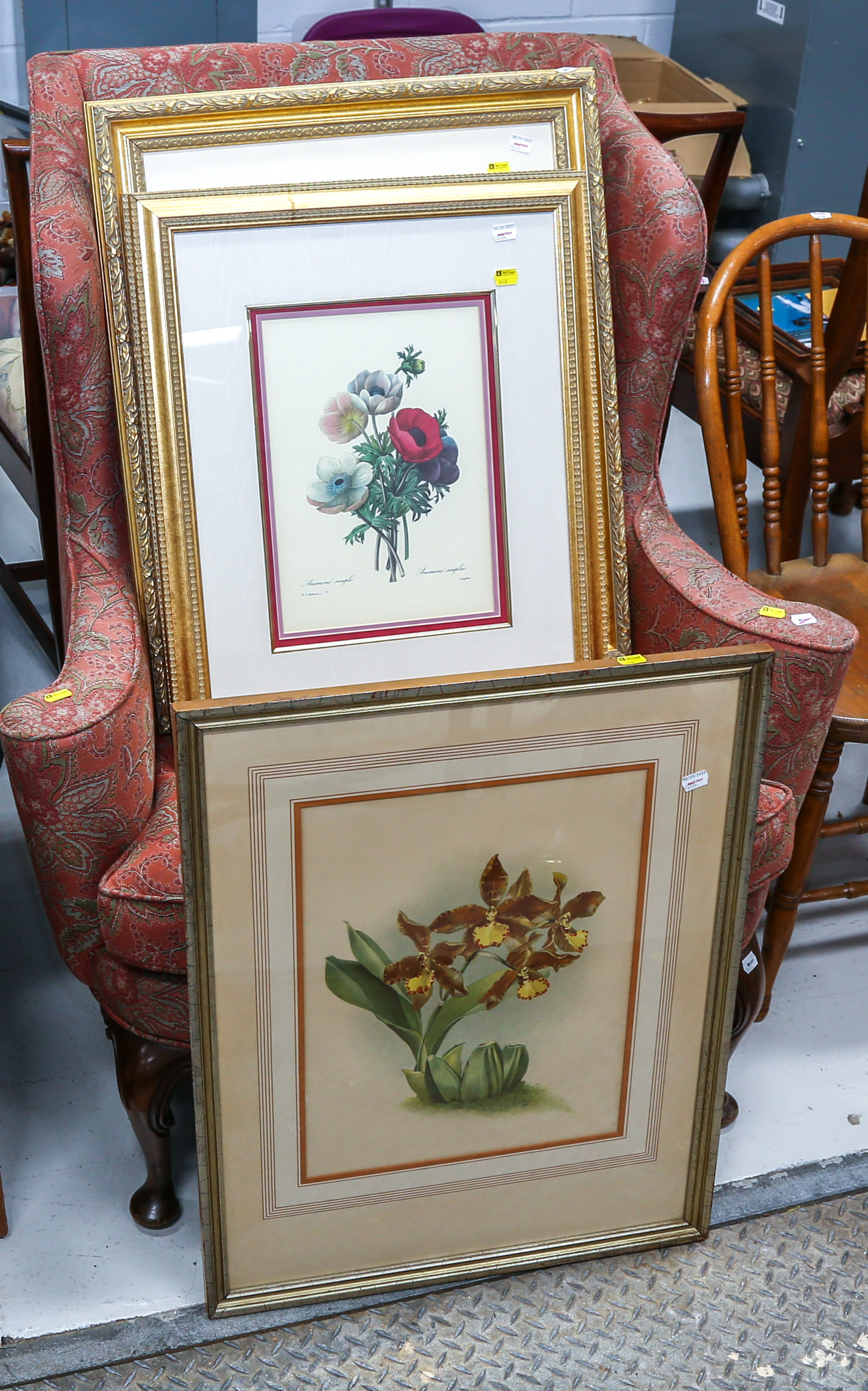 SEVEN FRAMED FLORAL PRINTS Largest