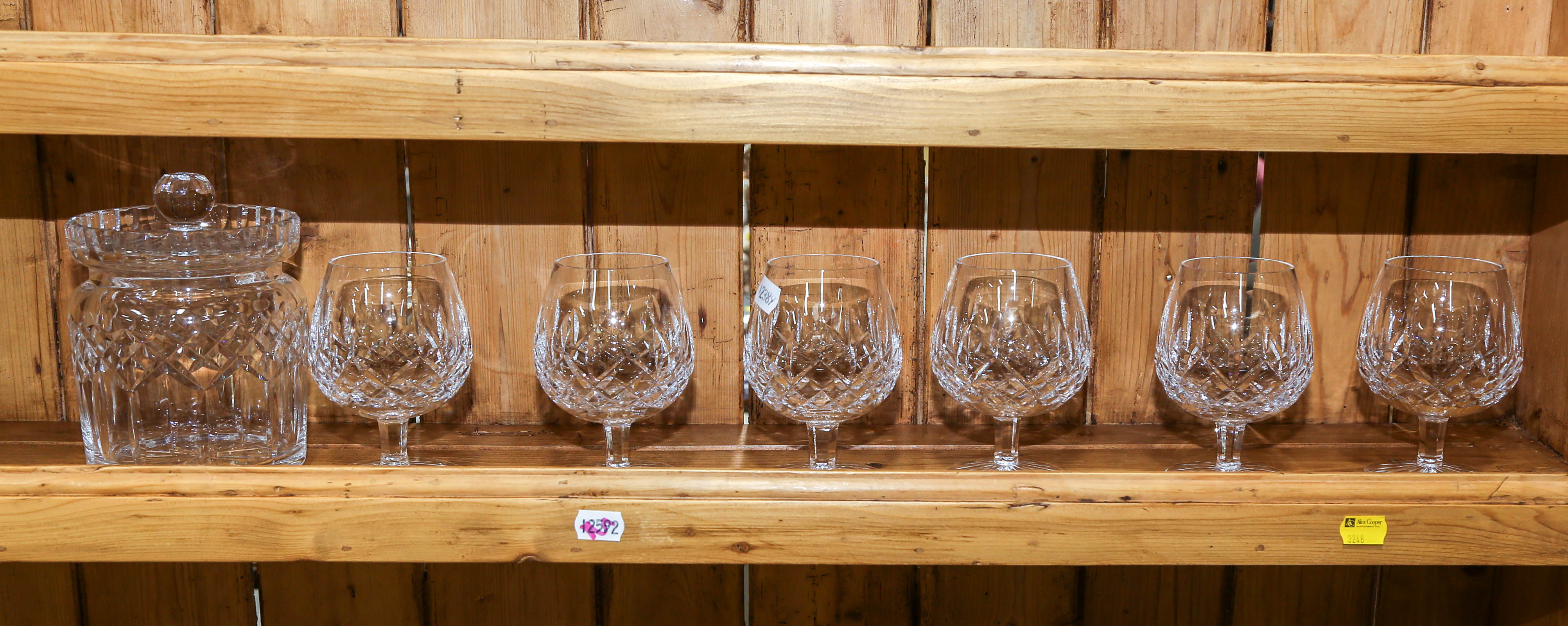 SIX WATERFORD BRANDY GLASSES &