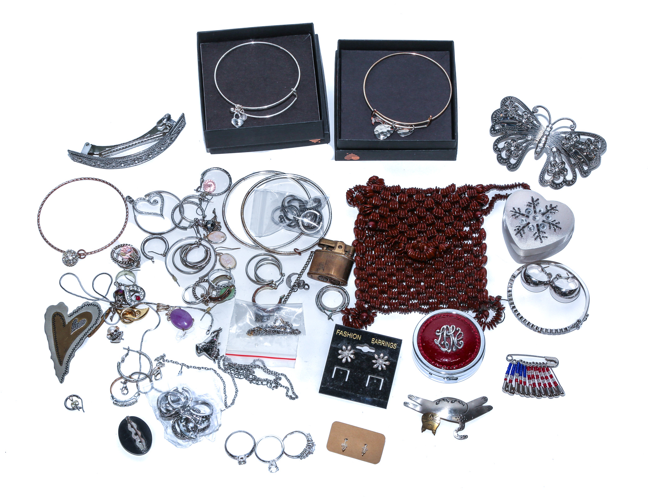 A COLLECTION OF FASHION SILVER TONE