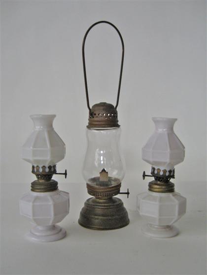 Pair white milk glass lamps  4da9f