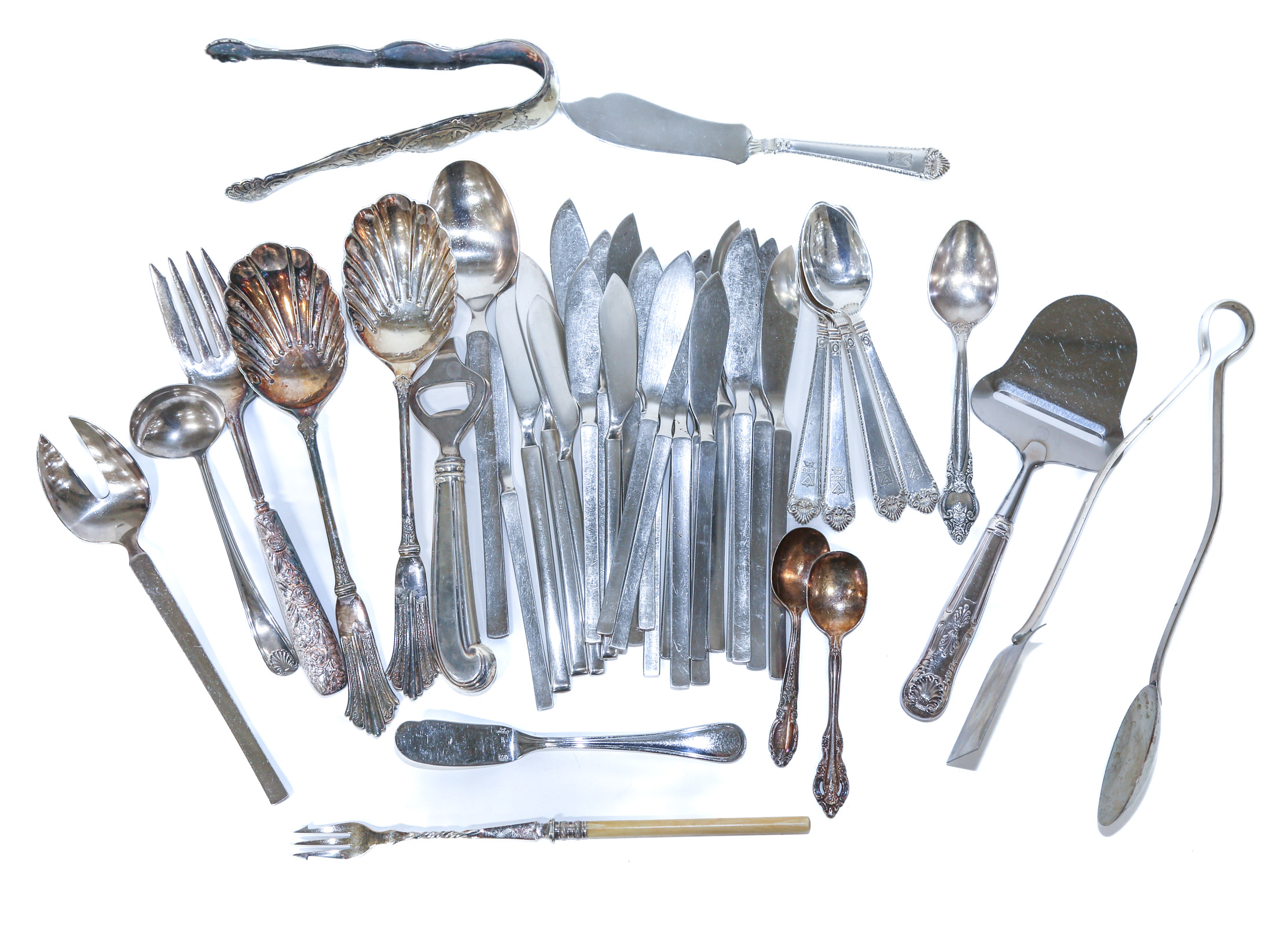 COLLECTION OF PLATED & OTHER FLATWARE/SERVING
