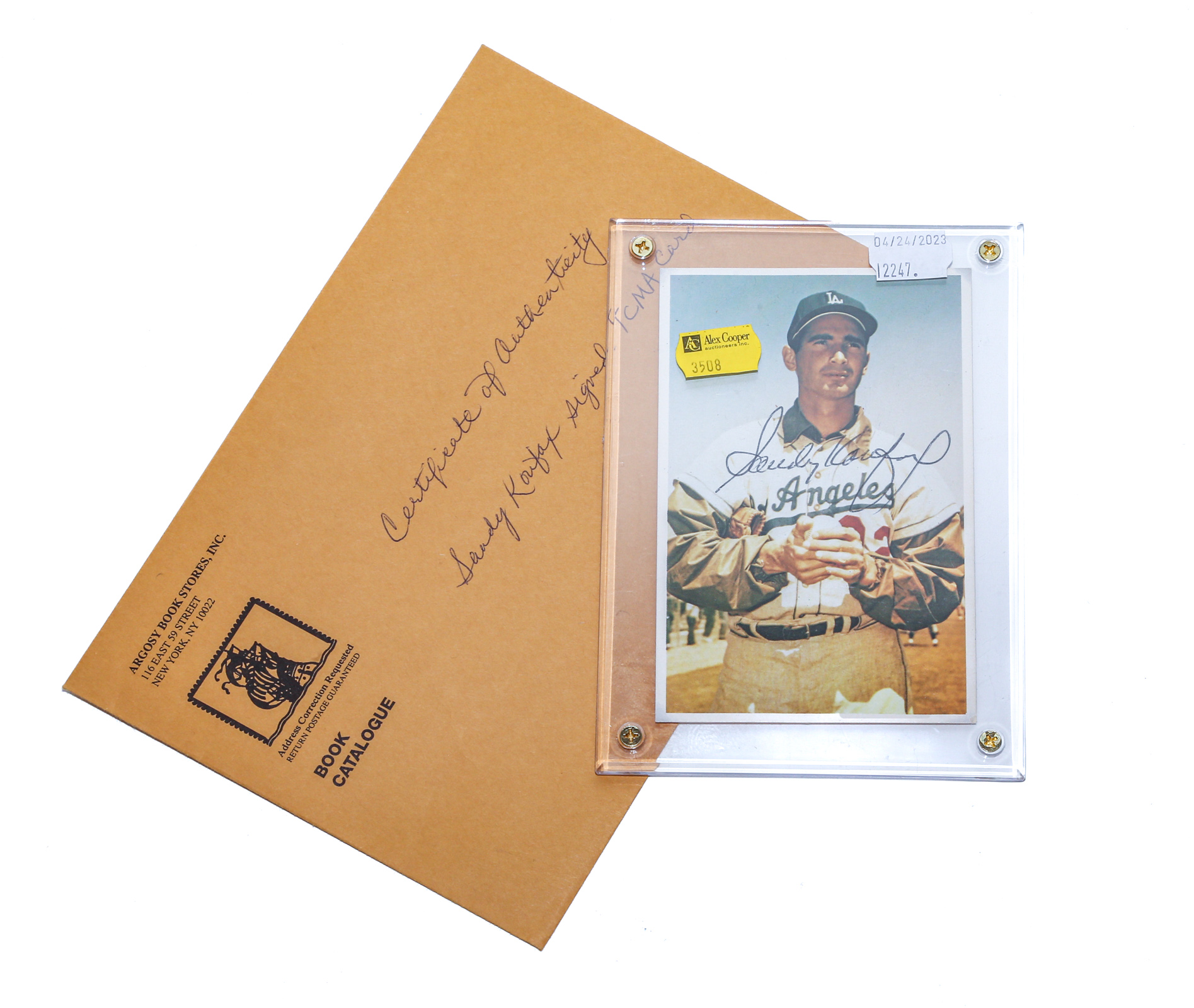 SANDY KOUFAX SIGNED TCMA CARD With 308a39