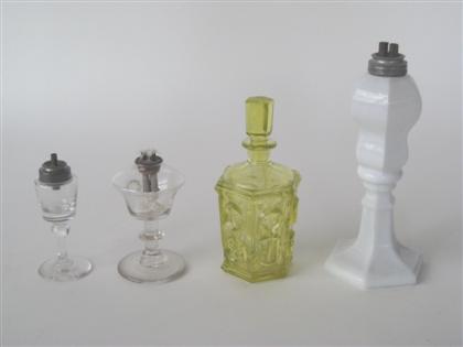 Group of four blown and pressed glass