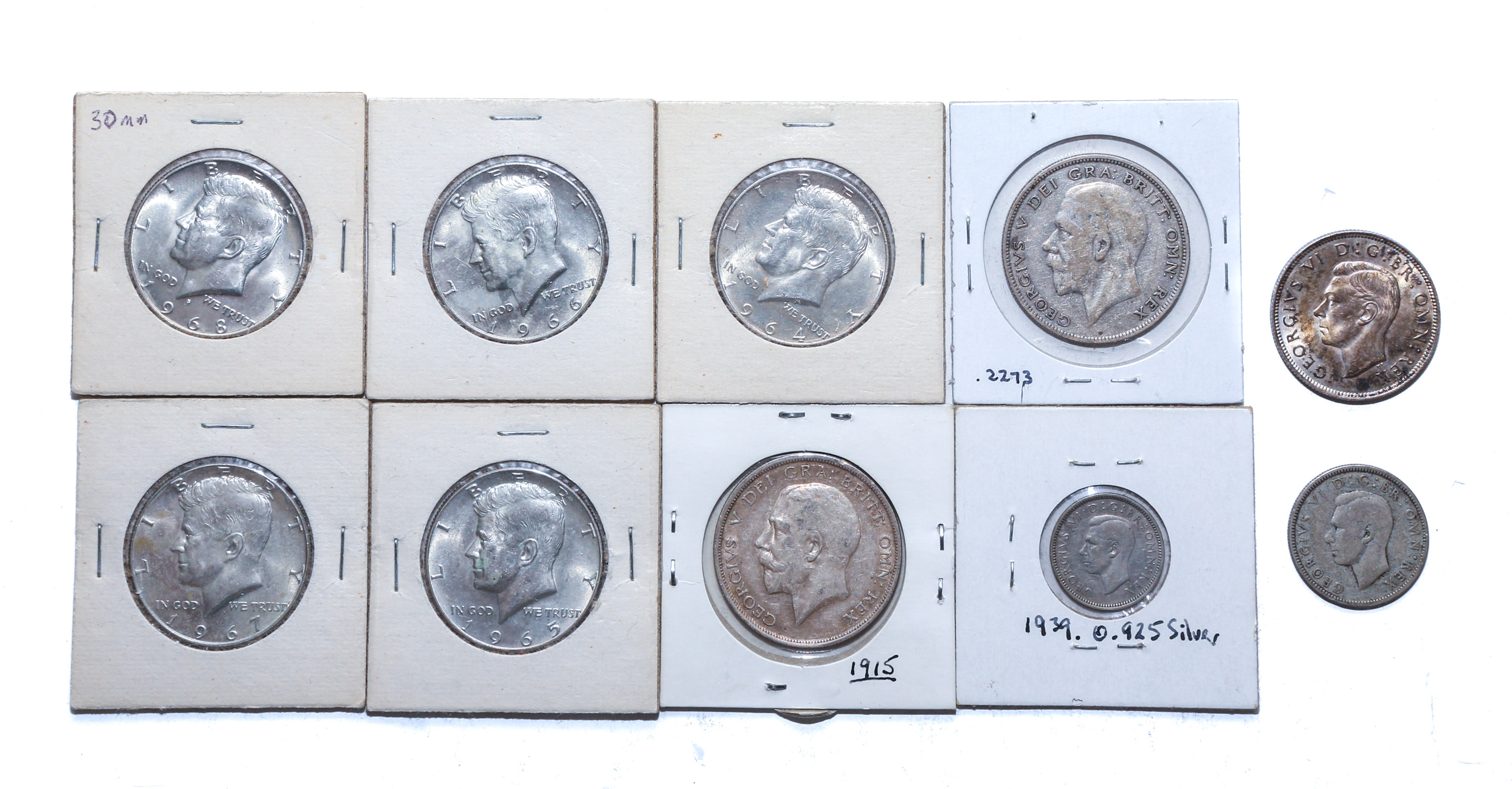 ENGLISH & AMERICAN SILVER COINS 1939