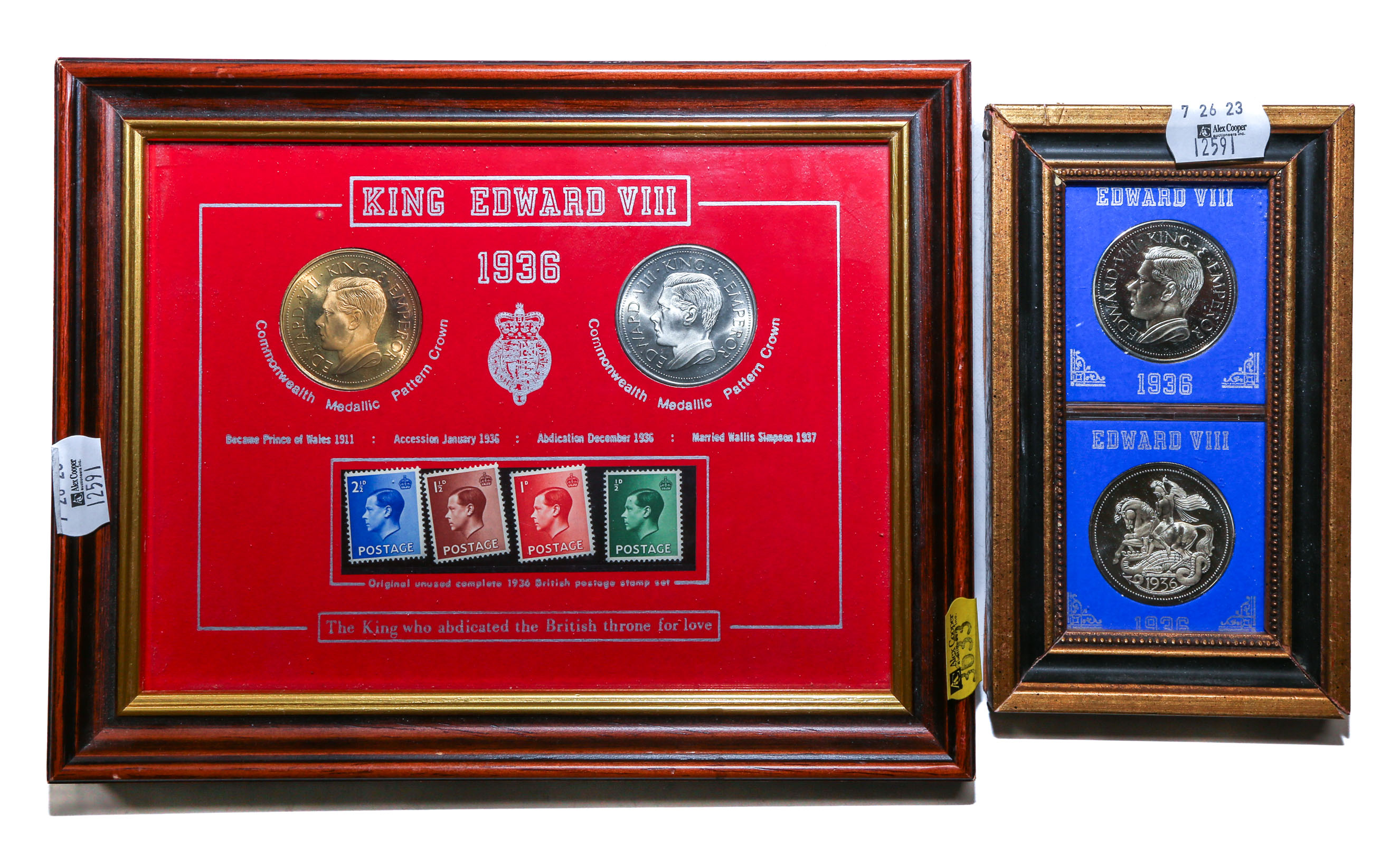 TWO FRAMED COLLECTIONS TO COMMEMORATE 308a98