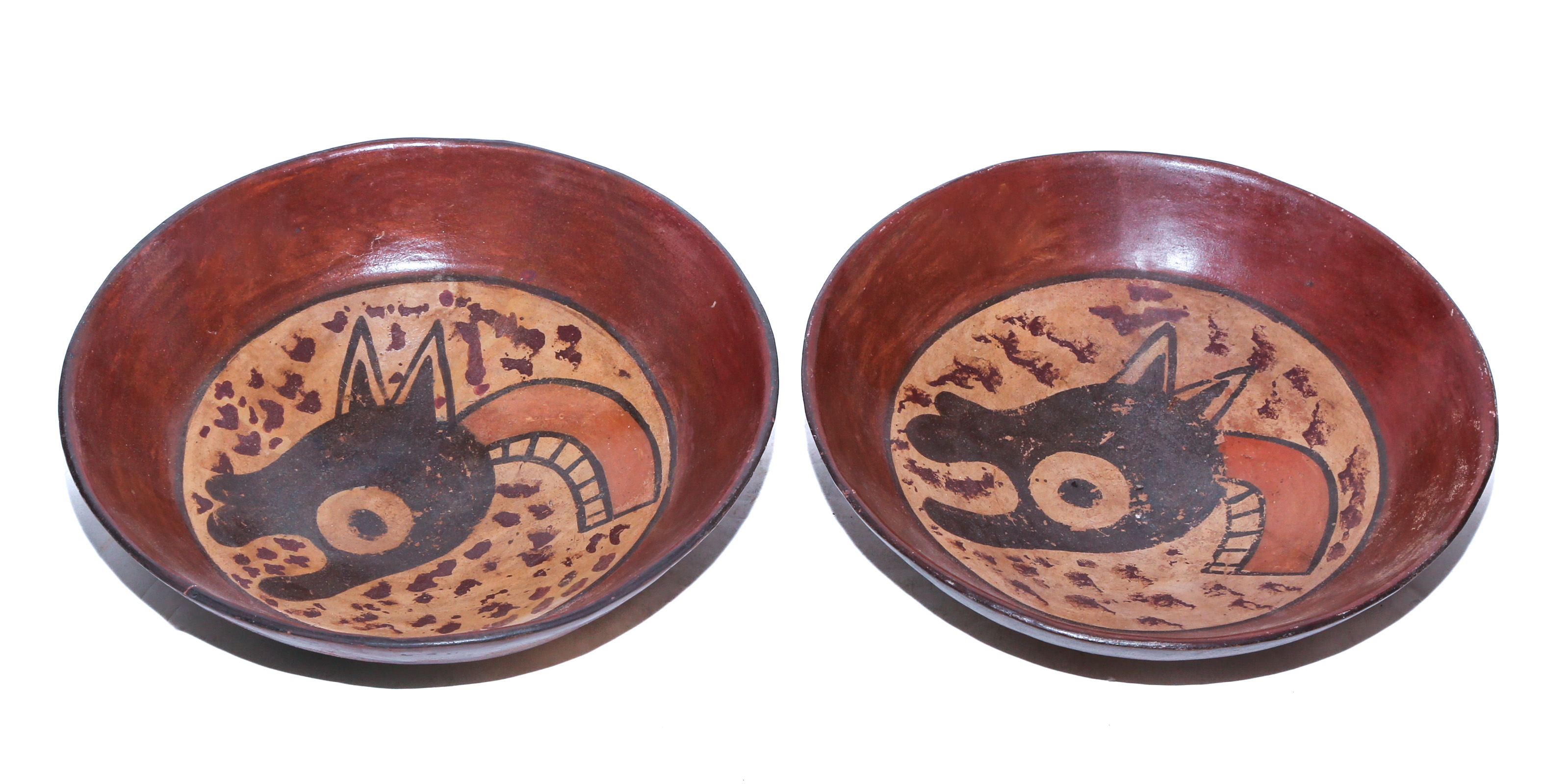 MATCHED PAIR OF NAZCA PAINTED EARTHENWARE