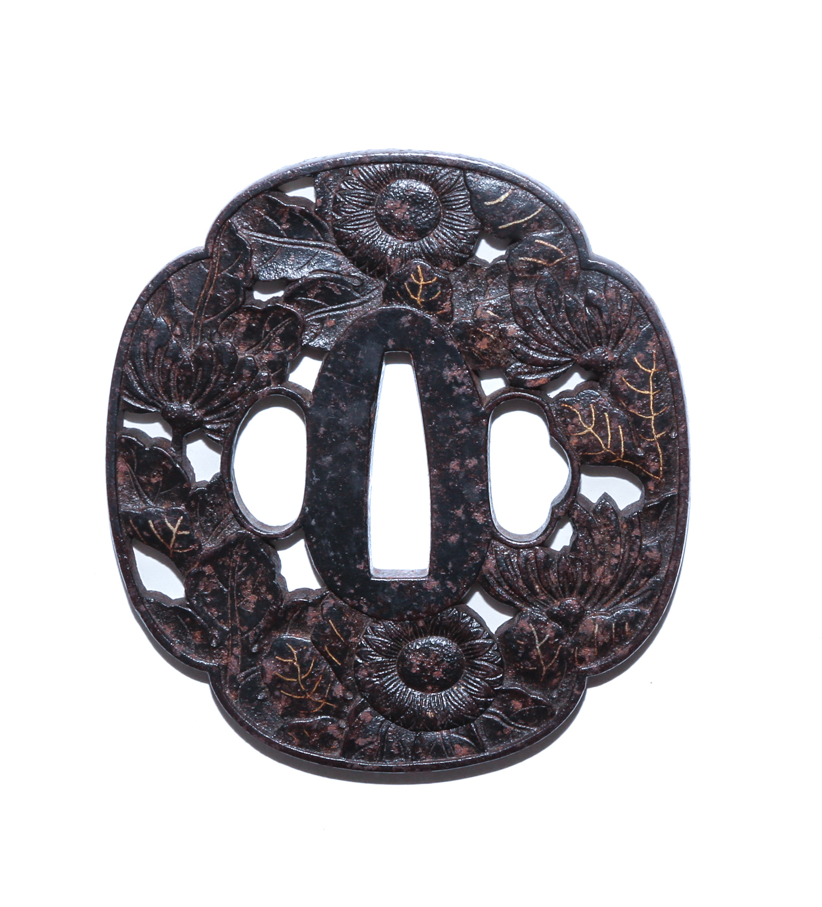 JAPANESE WROUGHT IRON TSUBA SWORD 308b29