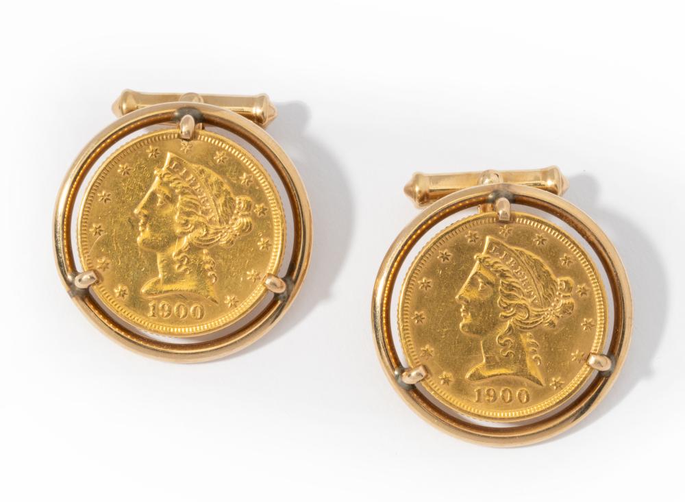 14 KARAT YELLOW GOLD COIN CUFFLINKS14 308b52