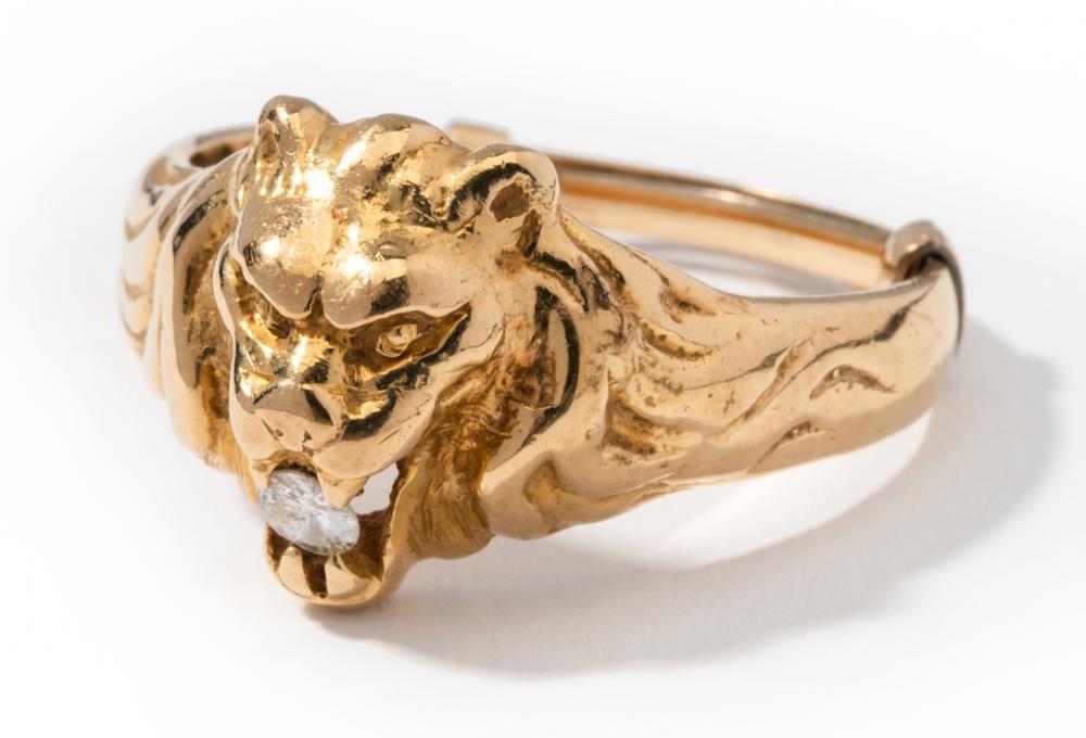 14 KARAT YELLOW GOLD DIAMOND LION 308b61