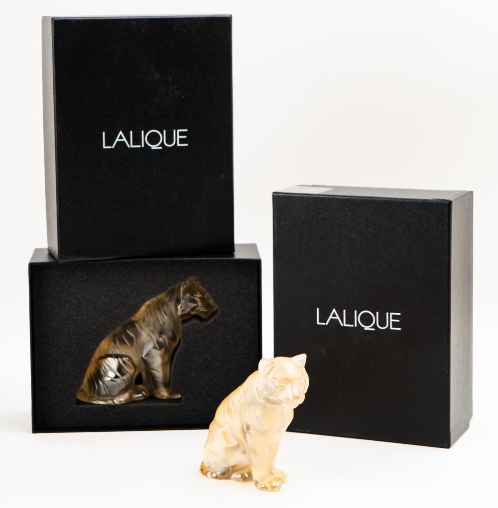 TWO LALIQUE TIGER FIGURESTwo Lalique 308b8f
