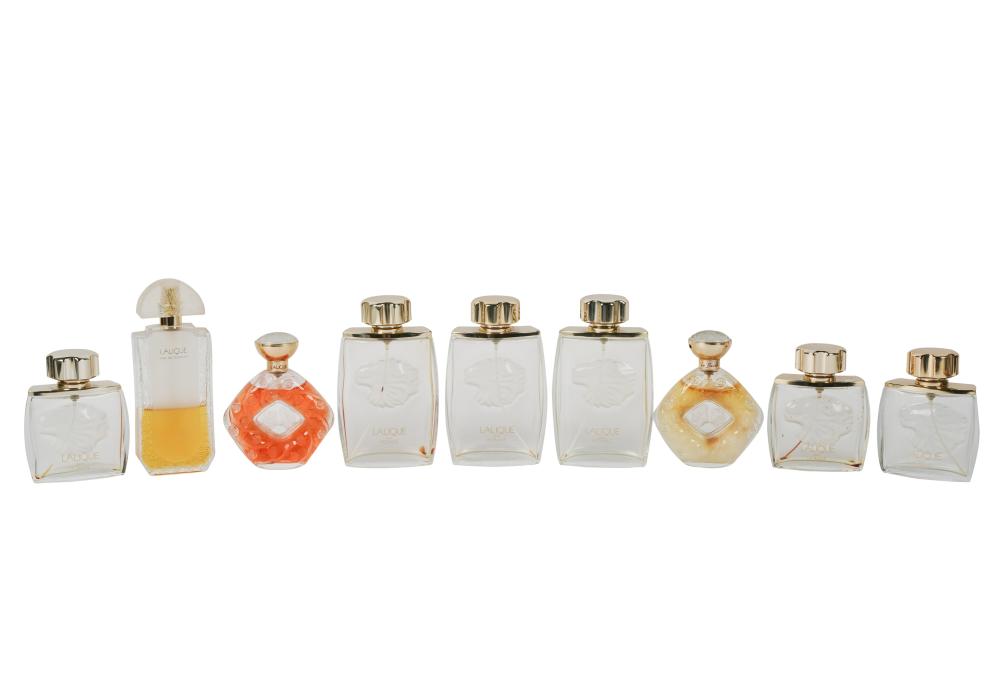 9 LALIQUE FRANCE MOLDED GLASS PERFUME