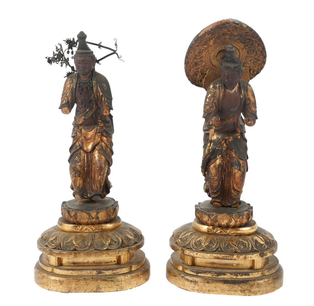 TWO ASIAN GILTWOOD FIGURESTwo Asian