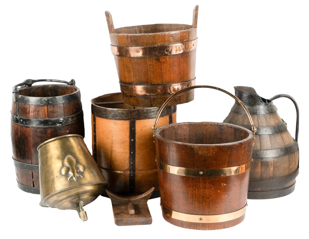 COLLECTION OF IRON AND WOOD BUCKETSCollection 308c78